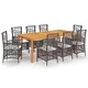 Градински трапезен комплект, 9 части, кафяв