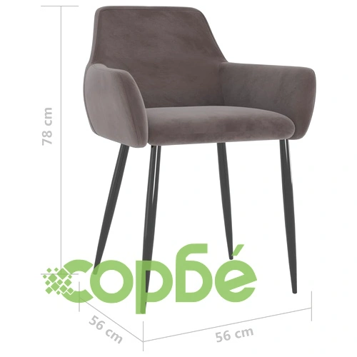 Трапезни столове, 4 бр, светлосиви, кадифе ➤ топ цена ➤ sorbe.bg