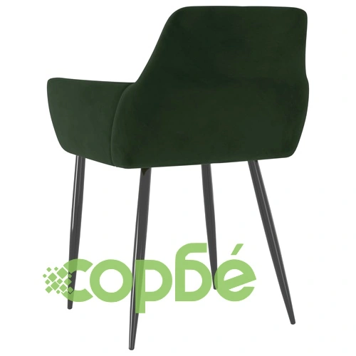 Трапезни столове, 4 бр, тъмнозелени, кадифе ➤ топ цена ➤ sorbe.bg