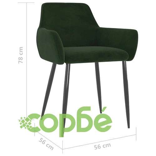 Трапезни столове, 4 бр, тъмнозелени, кадифе ➤ топ цена ➤ sorbe.bg
