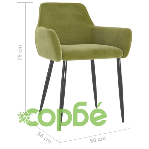 Трапезни столове, 4 бр, светлозелени, кадифе ➤ топ цена ➤ sorbe.bg