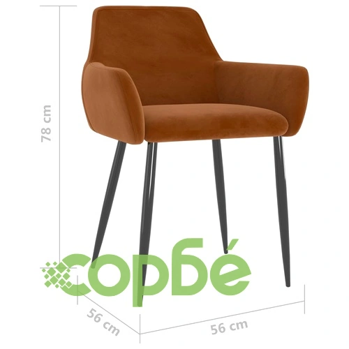 Трапезни столове, 6 бр, кафяви, кадифе ➤ топ цена ➤ sorbe.bg