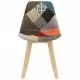 Трапезни столове, 6 бр, пачуърк дизайн, многоцветни, текстил