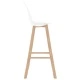 Бар табуретки, 4 бр, бели, PP и буково дърво масив