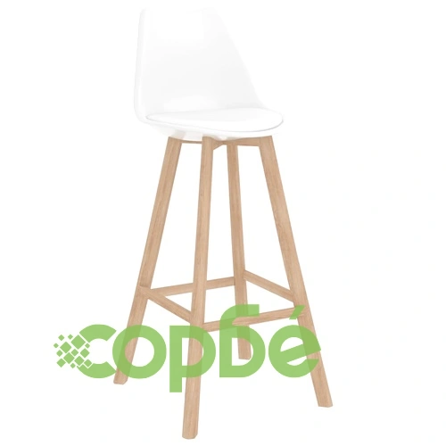 Бар табуретки, 4 бр, бели, PP и буково дърво масив ➤ топ цена ➤ sorbe.bg