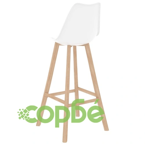 Бар табуретки, 4 бр, бели, PP и буково дърво масив ➤ топ цена ➤ sorbe.bg