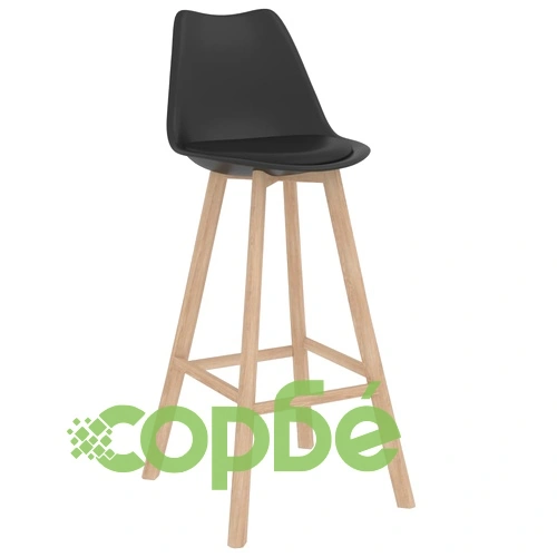 Бар табуретки, 4 бр, черни, PP и буково дърво масив ➤ топ цена ➤ sorbe.bg