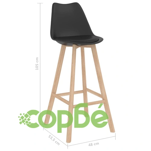 Бар табуретки, 4 бр, черни, PP и буково дърво масив ➤ топ цена ➤ sorbe.bg