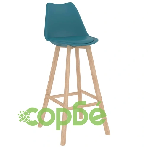 Бар табуретки, 4 бр, тюркоаз, PP и буково дърво масив ➤ топ цена ➤ sorbe.bg