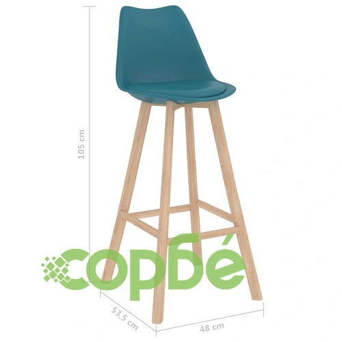 Бар табуретки, 4 бр, тюркоаз, PP и буково дърво масив ➤ топ цена ➤ sorbe.bg