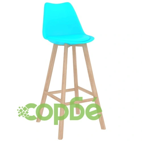 Бар табуретки, 4 бр, сини, PP и буково дърво масив ➤ топ цена ➤ sorbe.bg