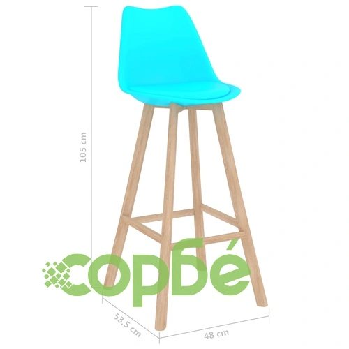 Бар табуретки, 4 бр, сини, PP и буково дърво масив ➤ топ цена ➤ sorbe.bg