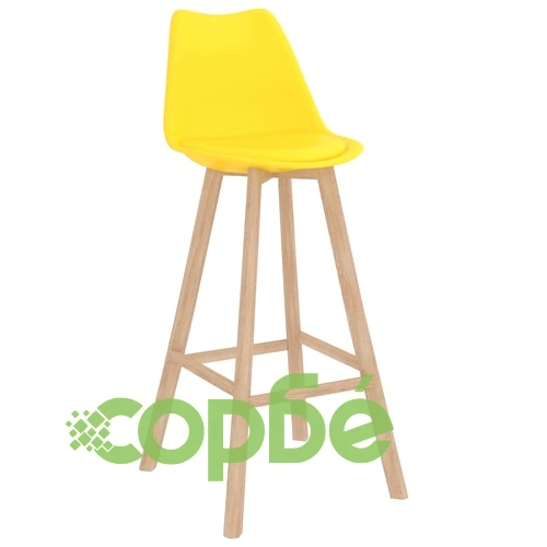 Бар табуретки, 4 бр, жълти, PP и буково дърво масив ➤ топ цена ➤ sorbe.bg