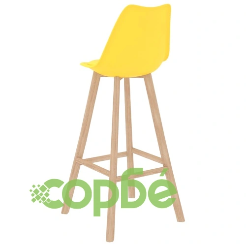 Бар табуретки, 4 бр, жълти, PP и буково дърво масив ➤ топ цена ➤ sorbe.bg