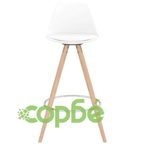 Бар табуретки, 4 бр, бели, PP и буково дърво масив ➤ топ цена ➤ sorbe.bg