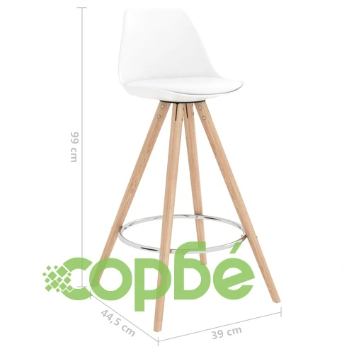 Бар табуретки, 4 бр, бели, PP и буково дърво масив ➤ топ цена ➤ sorbe.bg