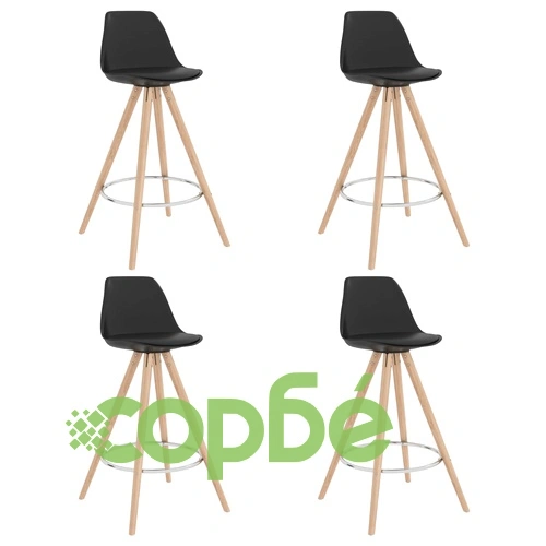 Бар табуретки, 4 бр, черни, PP и буково дърво масив ➤ топ цена ➤ sorbe.bg