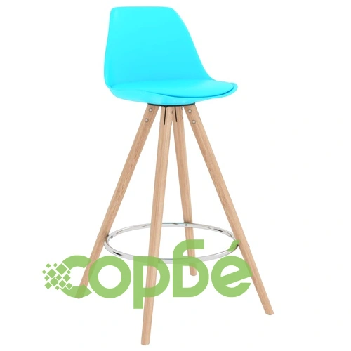 Бар табуретки, 4 бр, сини, PP и буково дърво масив ➤ топ цена ➤ sorbe.bg