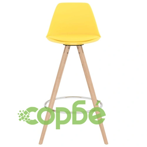 Бар табуретки, 4 бр, жълти, PP и буково дърво масив ➤ топ цена ➤ sorbe.bg