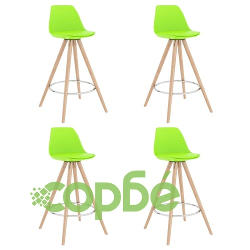 Бар табуретки, 4 бр, зелени, PP и буково дърво масив ➤ топ цена ➤ sorbe.bg
