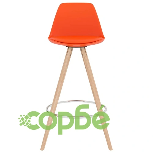 Бар табуретки, 4 бр, оранжеви, PP и буково дърво масив ➤ топ цена ➤ sorbe.bg