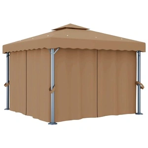 Шатра със завеси, 3x3 м, таупе, алуминий