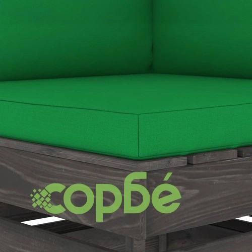 Секционен ъглов диван с възглавници, сиво импрегнирано дърво ➤ топ цена ➤ sorbe.bg