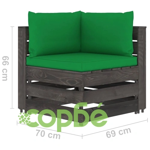 Секционен ъглов диван с възглавници, сиво импрегнирано дърво ➤ топ цена ➤ sorbe.bg