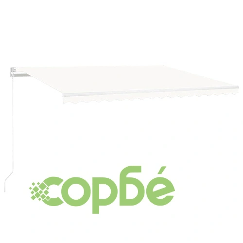 Ръчно прибиращ се сенник с LED, 400x300 см, кремав ➤ топ цена ➤ sorbe.bg