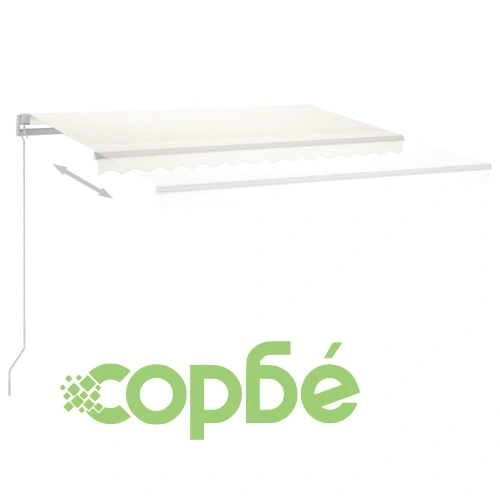 Ръчно прибиращ се сенник с LED, 450x300 см, кремав ➤ топ цена ➤ sorbe.bg