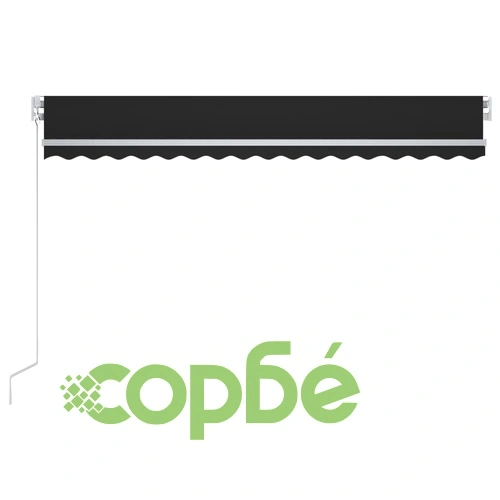Ръчно прибираща се тента с LED, 450x300 см, антрацит ➤ топ цена ➤ sorbe.bg