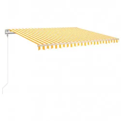 Автоматично прибиращ се сенник, 450x300 см, жълто и бяло