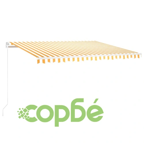 Автоматичен сенник LED сензор за вятър 450x300 см жълто/бяло ➤ топ цена ➤ sorbe.bg