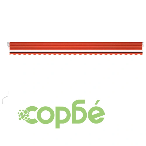 Ръчно прибиращ се сенник с LED, 600x300 см, оранжево и кафяво ➤ топ цена ➤ sorbe.bg