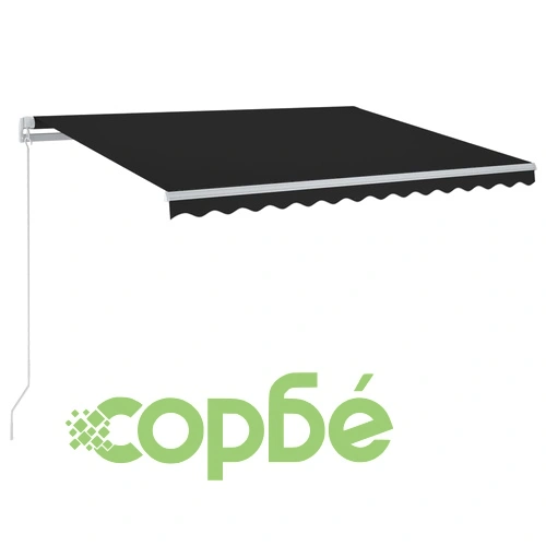 Ръчно прибиращ се сенник с LED, 400x350 см, антрацит ➤ топ цена ➤ sorbe.bg