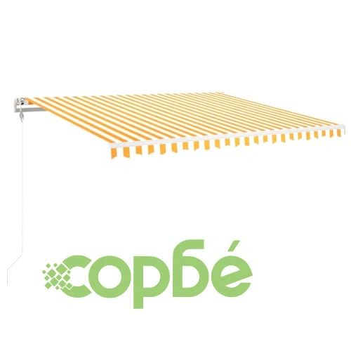 Автоматичен сенник LED сензор за вятър 450x350 см жълто/бяло ➤ топ цена ➤ sorbe.bg