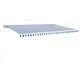 Ръчно прибиращ се сенник с LED, 500x350 см, синьо и бяло