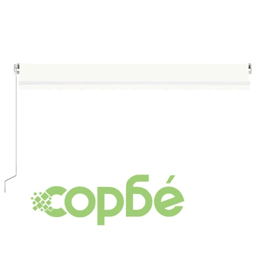 Ръчно прибиращ се сенник с LED, 500x350 см, кремав ➤ топ цена ➤ sorbe.bg