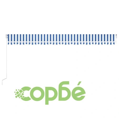 Ръчно прибиращ се сенник с LED, 600x350 см, синьо и бяло ➤ топ цена ➤ sorbe.bg