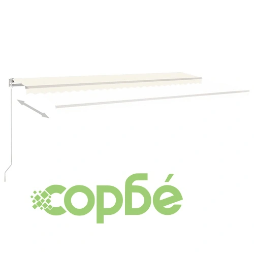 Ръчно прибиращ се сенник с LED, 600x350 см, кремав ➤ топ цена ➤ sorbe.bg