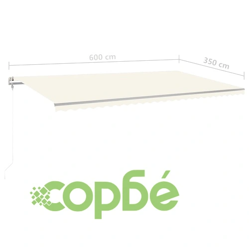 Автоматичен сенник с LED и сензор за вятър 600x350 см кремав ➤ топ цена ➤ sorbe.bg