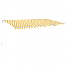 Автоматичен сенник LED и сензор за вятър 600x350 см жълто/бяло