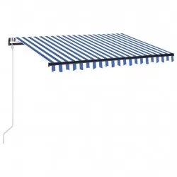 Автоматичен сенник LED сензор за вятър 300x250 см синьо и бяло