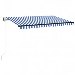 Автоматичен сенник LED и сензор за вятър 400x300 см синьо-бял