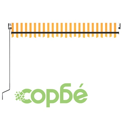 Автоматичен сенник LED сензор за вятър 450x300 см жълтобял ➤ топ цена ➤ sorbe.bg