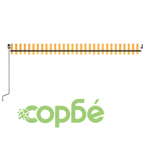 Ръчно прибиращ се сенник с LED, 500x300 см, жълто и бяло ➤ топ цена ➤ sorbe.bg