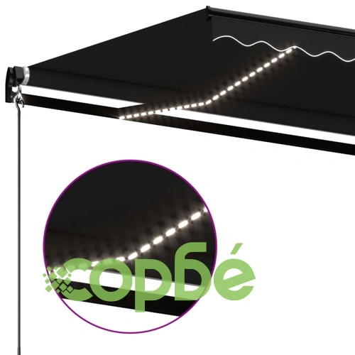 Ръчно прибиращ се сенник с LED, 400x350 см, антрацит ➤ топ цена ➤ sorbe.bg
