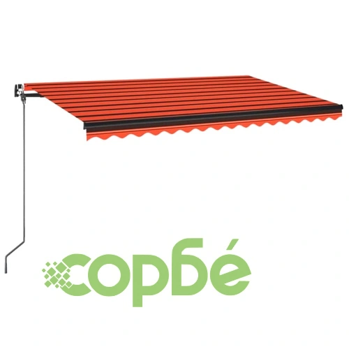 Ръчно прибираща се тента с LED, 400x350 см, оранжево и кафяво ➤ топ цена ➤ sorbe.bg