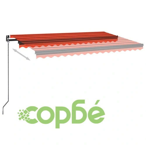 Ръчно прибираща се тента с LED, 400x350 см, оранжево и кафяво ➤ топ цена ➤ sorbe.bg