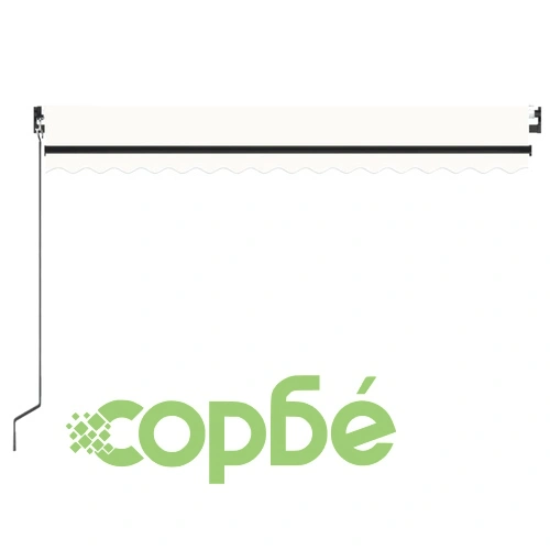 Ръчно прибиращ се сенник с LED, 450x350 см, кремав ➤ топ цена ➤ sorbe.bg